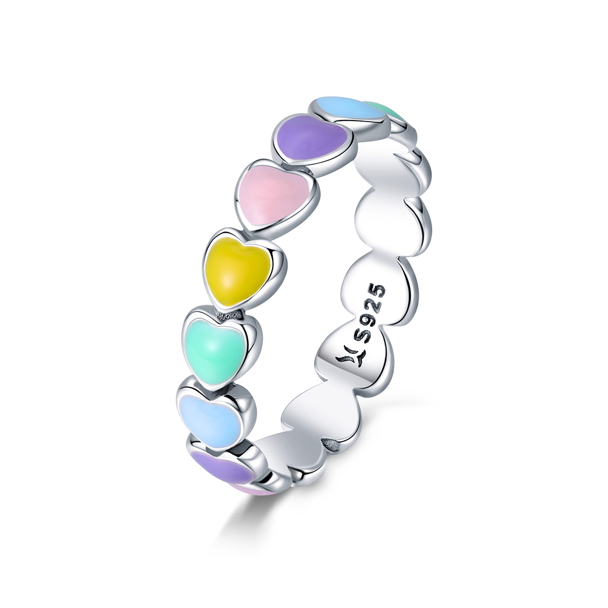 Pandora Style Regenboog Hart Ring - SCR444