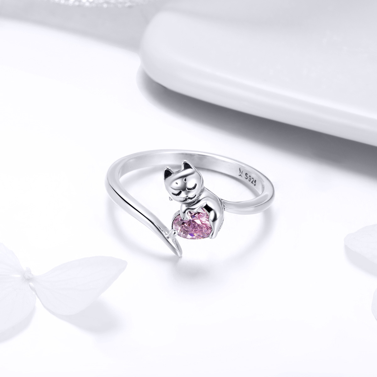 Pandora Style Schattige kat Open Ring - SCR446