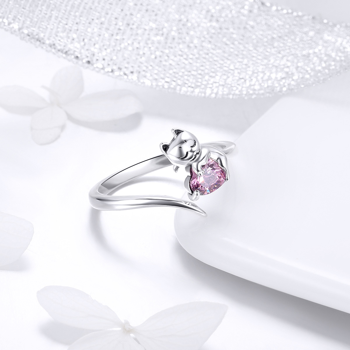 Pandora Style Schattige kat Open Ring - SCR446