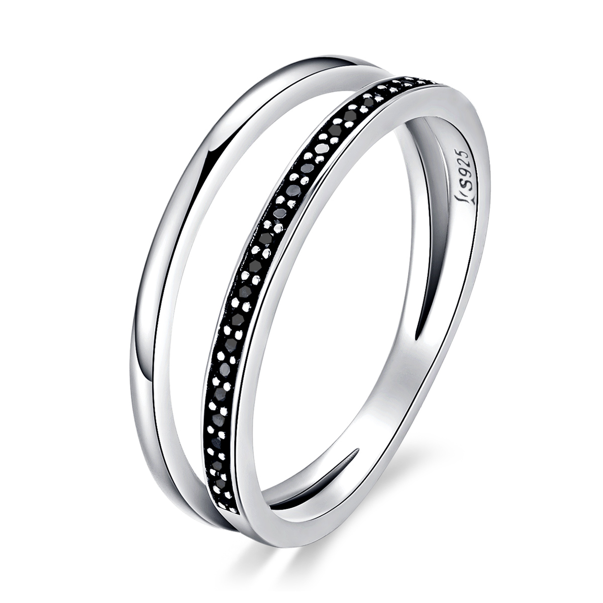 Pandora Style Zwart-wit beweging Ring - SCR082